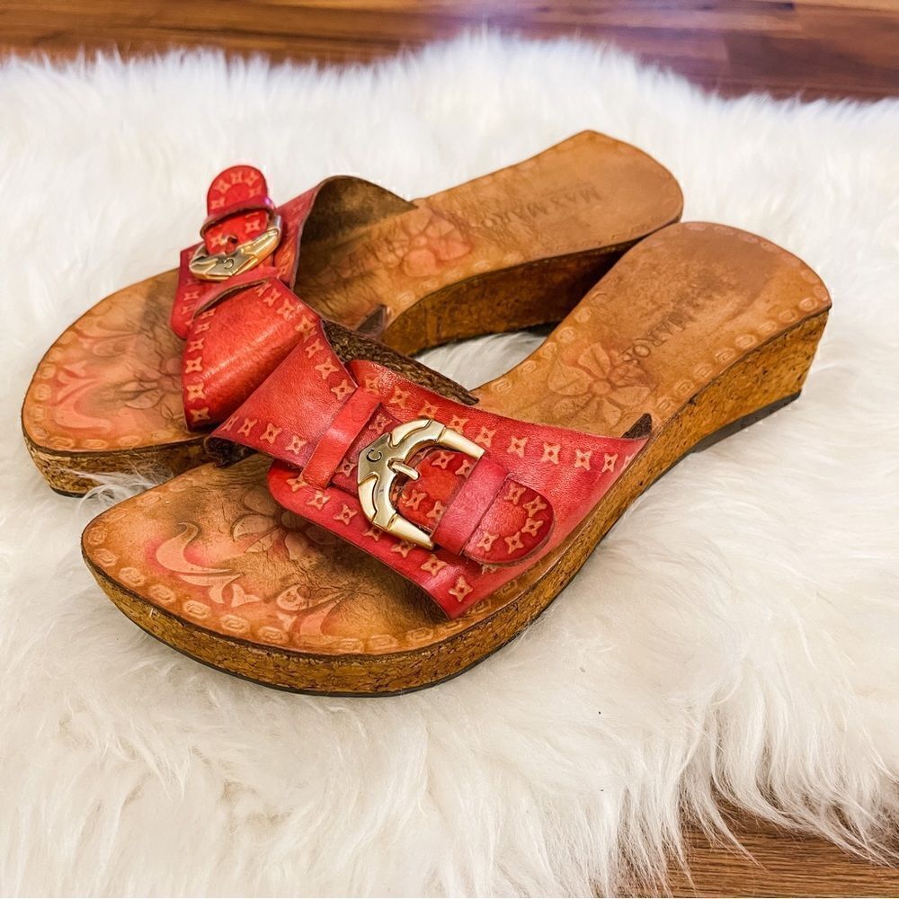 🍋 Max Maros • Women’s Leather & Cork Sandals Size EU 35